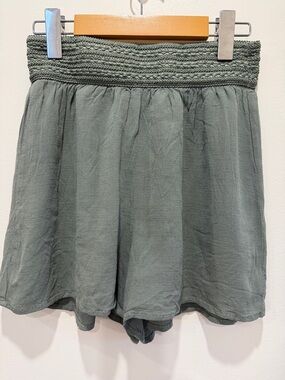 Gentle Fawn Lightweight Sage Green Smocked-Waist Shorts